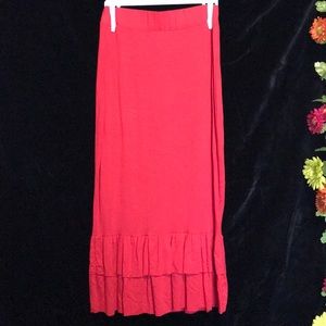 HERSHE RED DOUBLE RUFFLE HEM SKIRT